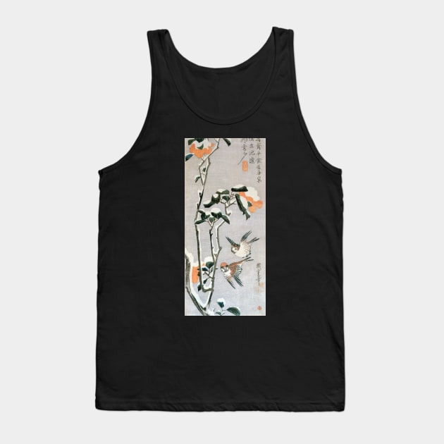 Sparrows and Camellia in Snow Tank Top by MasterpieceCafe